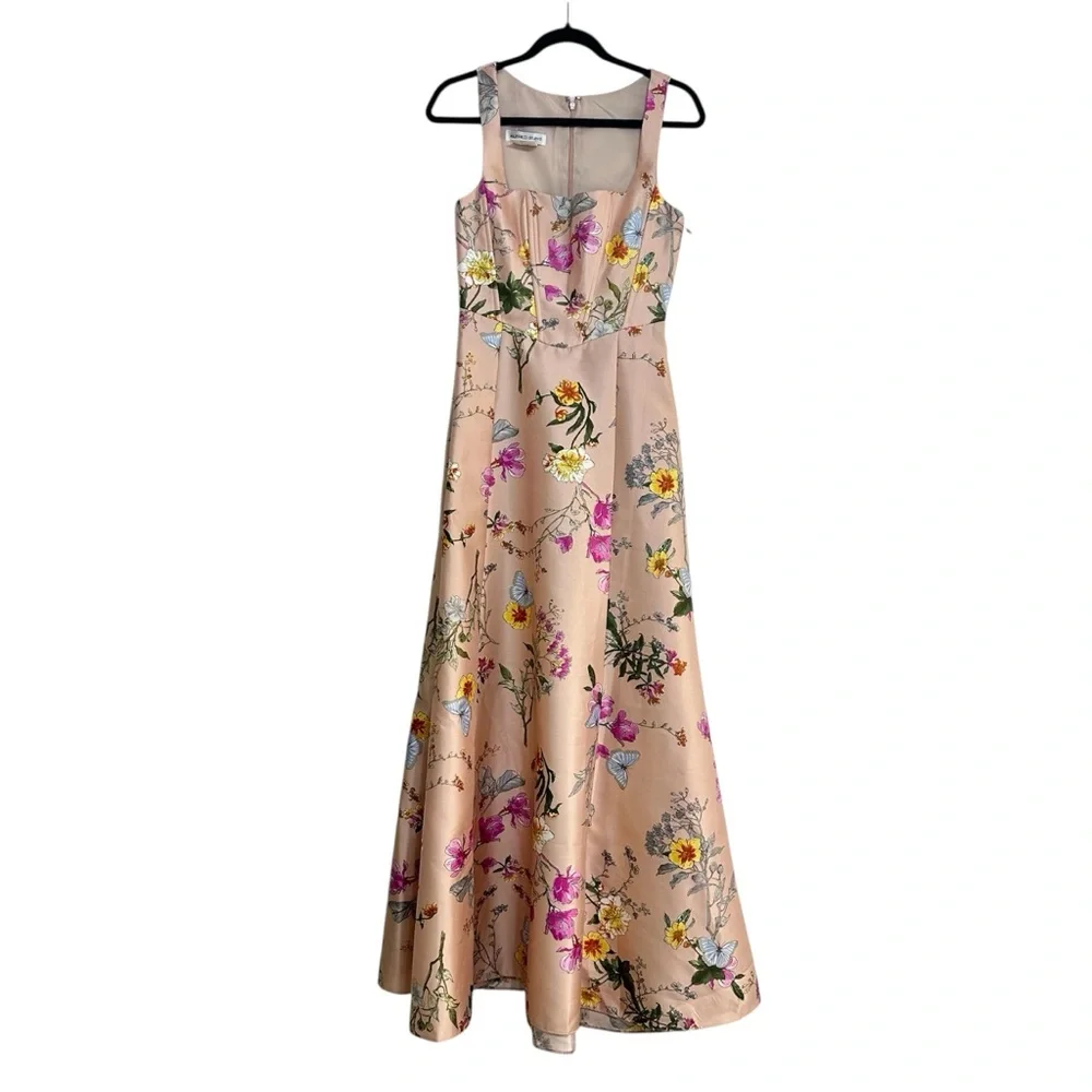NWOT ALFRED SUNG Style D844FP Corset Floral Satin Dress, Size 2 - Picture 3 of 8